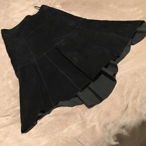 Cabi black suede Leather skirt size 8